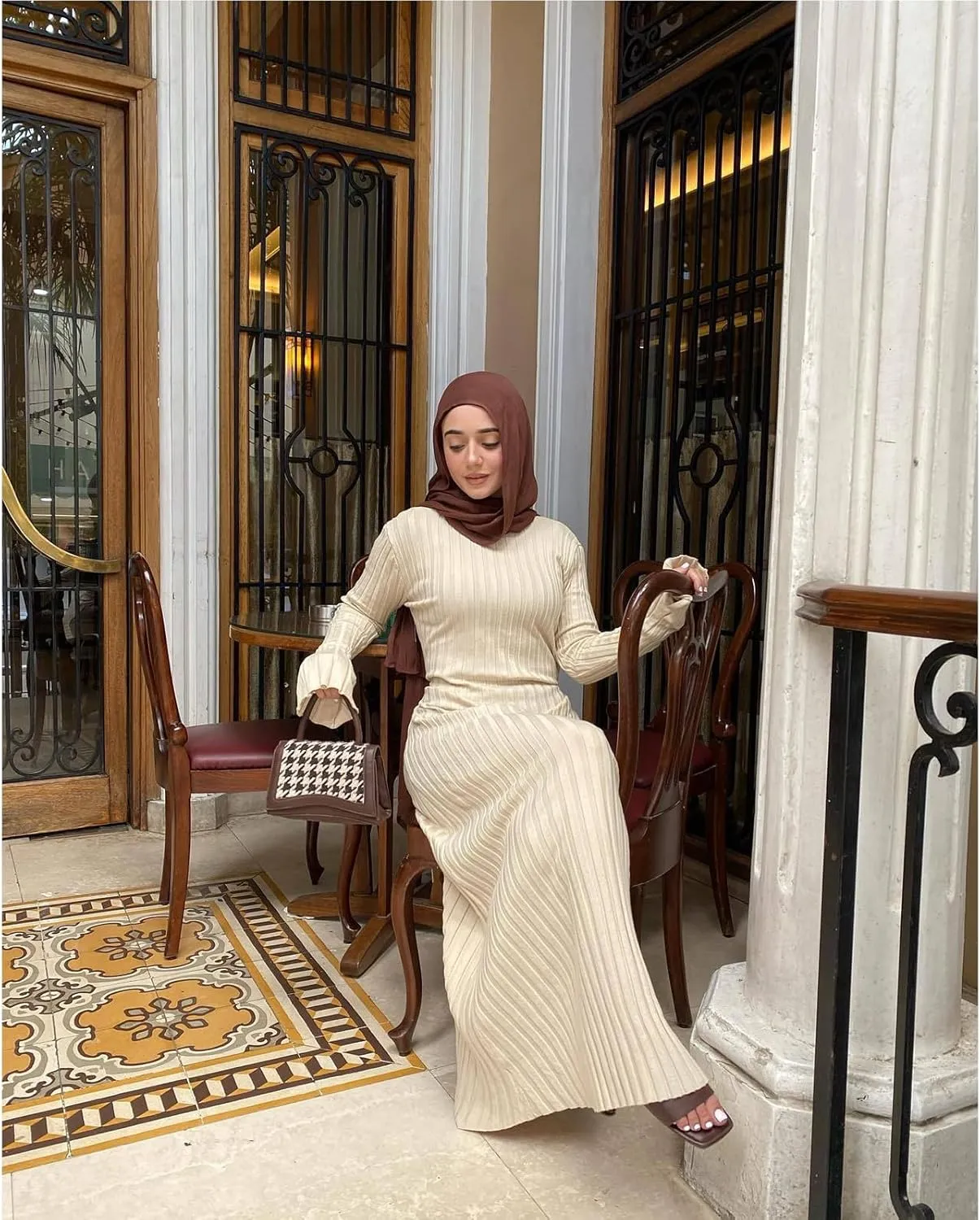 Women Sweater Dress Ribbed Long Sleeve Crewneck Knit Slim Fit Bodycon Dress Fall Maxi Long Dress