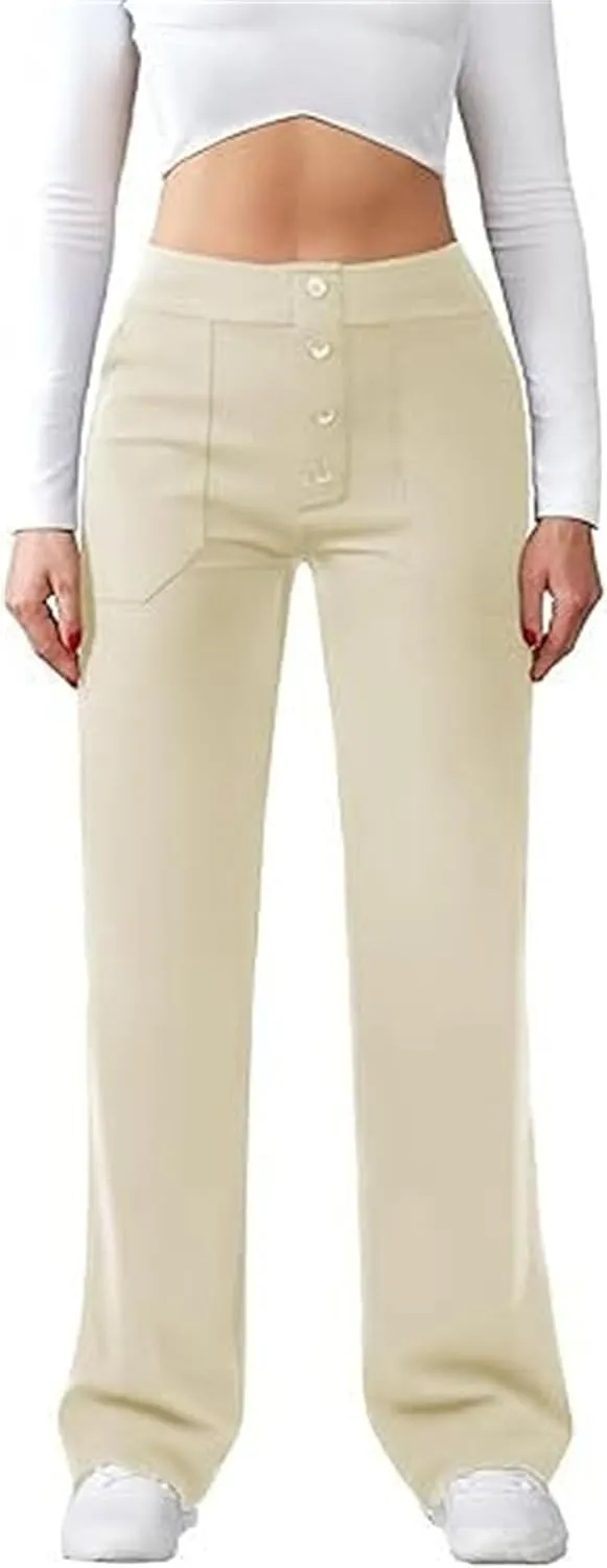 Womens Pants Dressy Casual Womens Work Pants Business Casual Women High Waist Straight Leg Pant