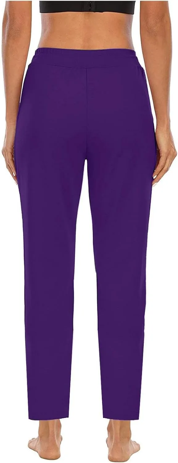 Womens Straight Leg Sweatpants Elastic Waist Drawstring Casual Yoga Workout Running Lounge Pants with Pockets