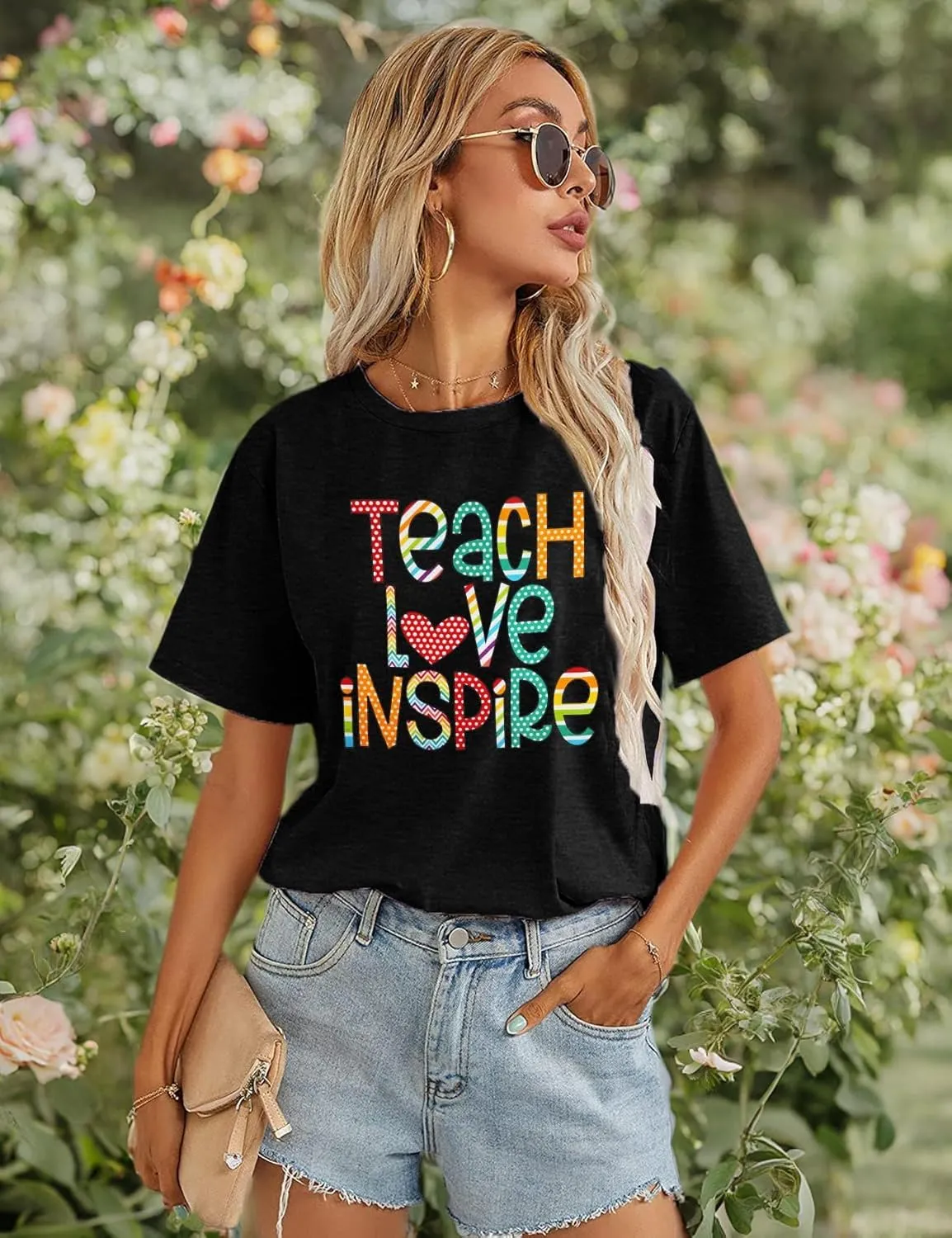 Women's T-Shirt Teaching Kindness Teacher Shirt Funny Short Sleeve Inspirational Graphic Tee Top