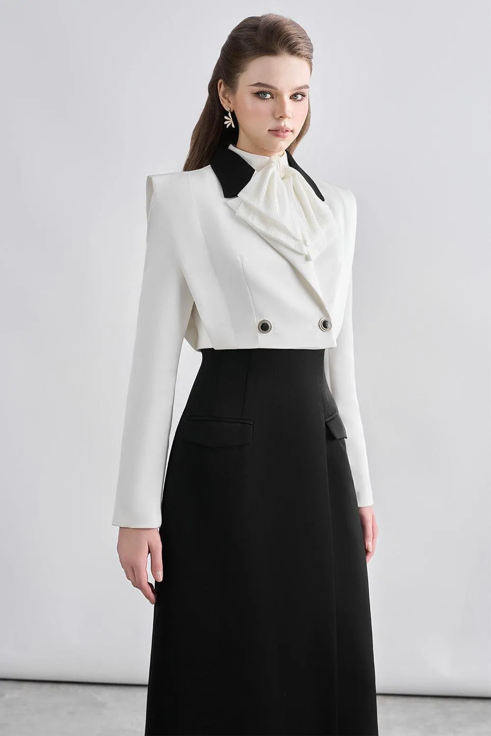 Wrenley A-line Bow Tie Chanel Midi Dress