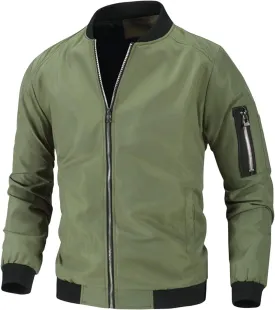 Ymosrh Men's Jacket Lightweight Casual Fall Winter Windbreaker Bomber Zip Up Coat with Pocket Jacket for Men, XXXL-L6