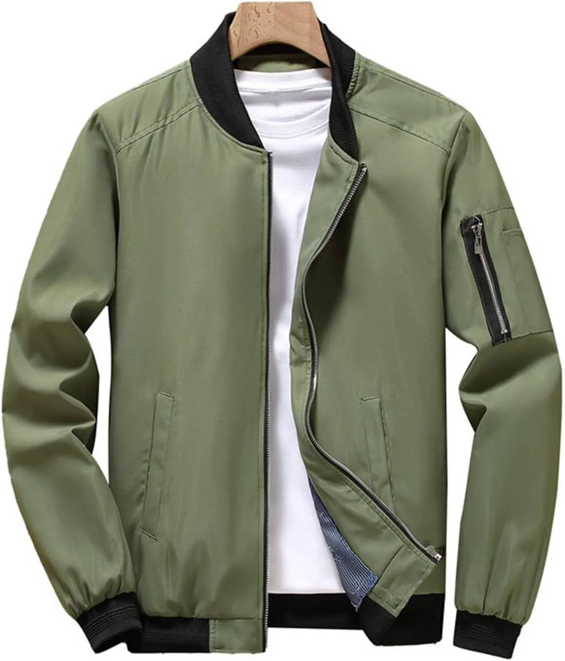 Ymosrh Men's Jacket Lightweight Casual Fall Winter Windbreaker Bomber Zip Up Coat with Pocket Jacket for Men, XXXL-L6