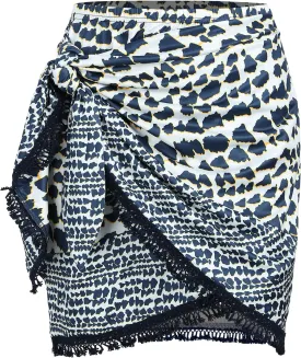 ZAFUL Slit Skirt for Women Boho Print Tie Side Wrap Tassel Casual Beach Mini Skirt